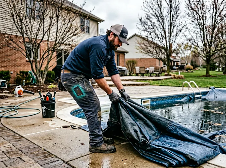 Pool technician busy with seasonal opening while AI handles calls