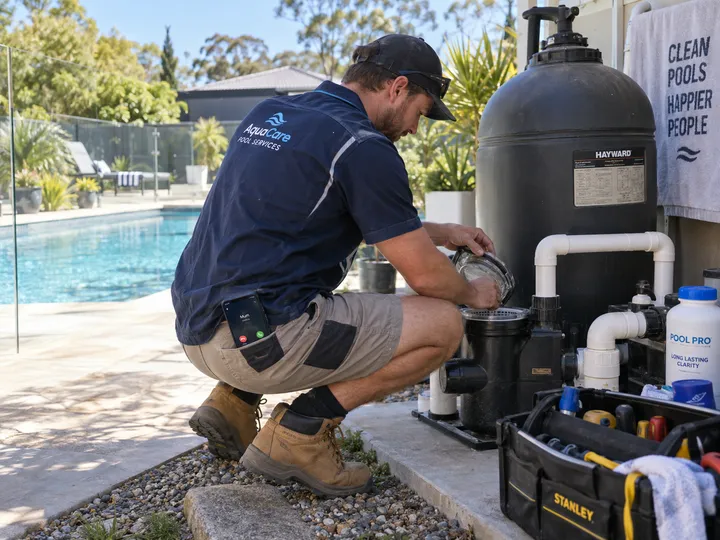Strata manager calling about shared pool service and equipment repair