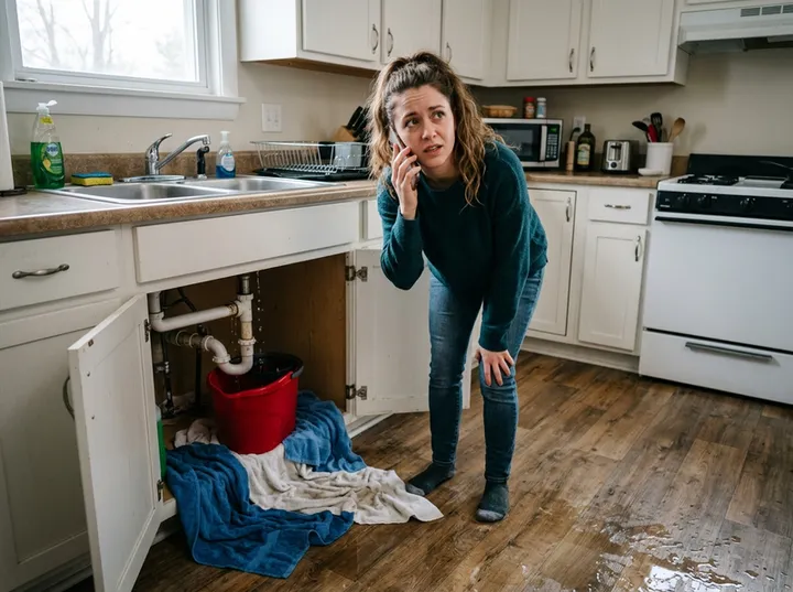 Tenant calling property manager about emergency leak in rental unit