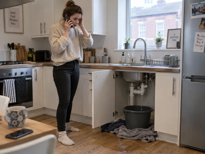 Tenant calling property manager about emergency leak in rental unit