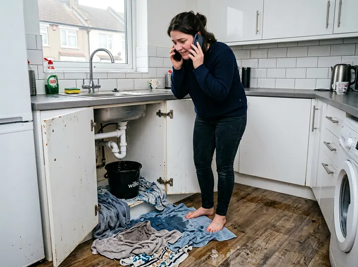 Tenant calling property manager about emergency leak in rental unit