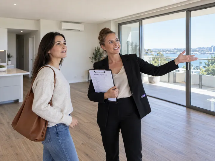 Property manager on routine inspection while AI handles incoming call