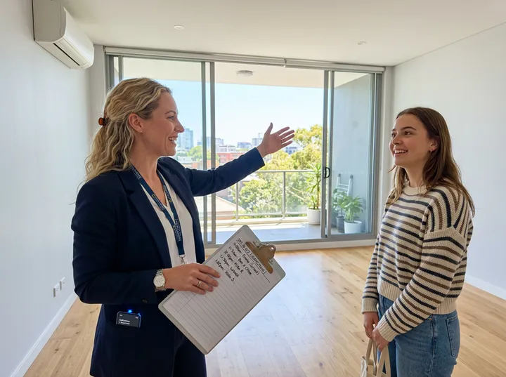 Property manager on routine inspection while AI handles incoming call