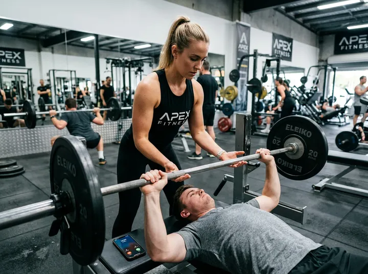Personal trainer unable to answer phone while coaching a client at the gym