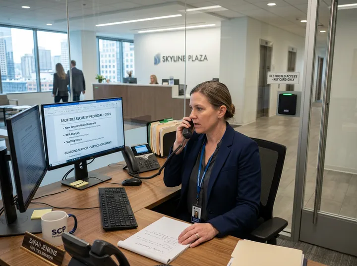 Facilities manager inquiring about corporate security contract