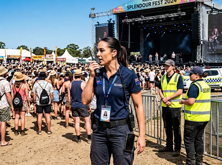 Security team at event while AI handles incoming call