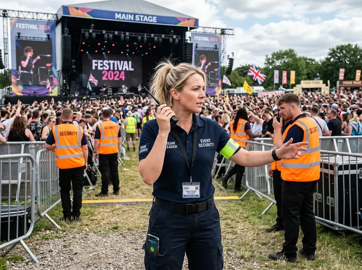 Security team at event while AI handles incoming call