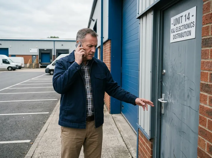 Business owner calling security company after break-in attempt