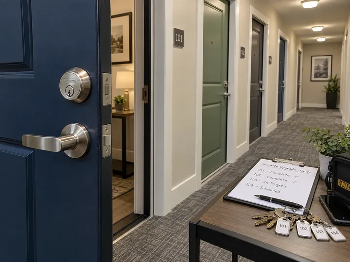 AI receptionist capturing multi-property lock change quote details