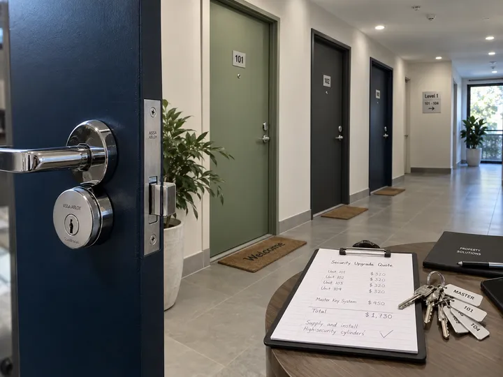 AI receptionist capturing multi-property lock change quote details