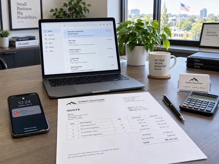 AI receptionist capturing quote inquiry details for small business
