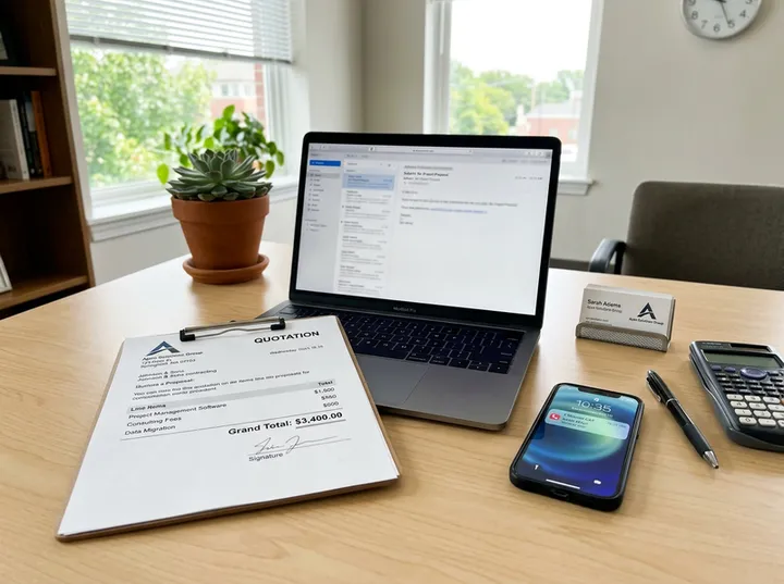 AI receptionist capturing quote inquiry details for small business