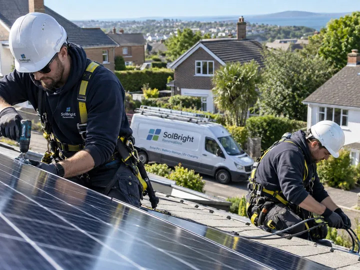 Solar installation team busy on rooftop while AI handles calls