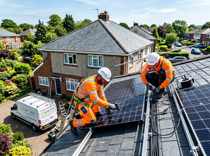 Solar installation team busy on rooftop while AI handles calls