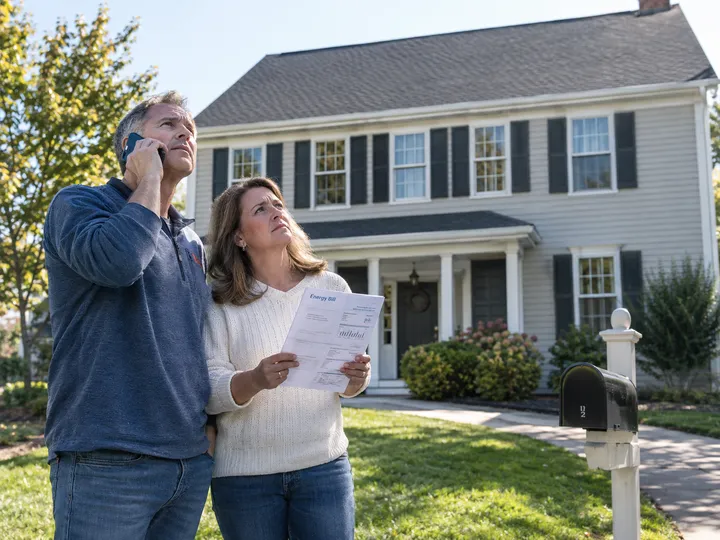 Homeowners inquiring about solar panel installation