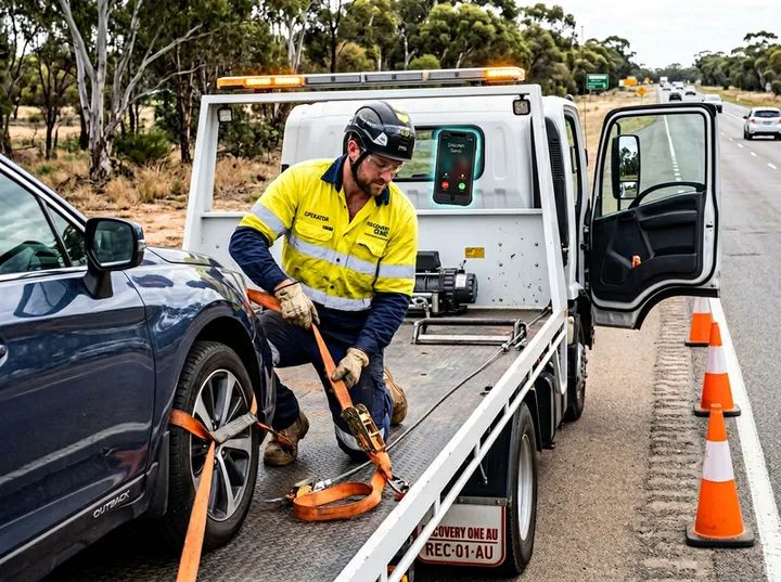Tow truck operator unable to answer phone during vehicle recovery
