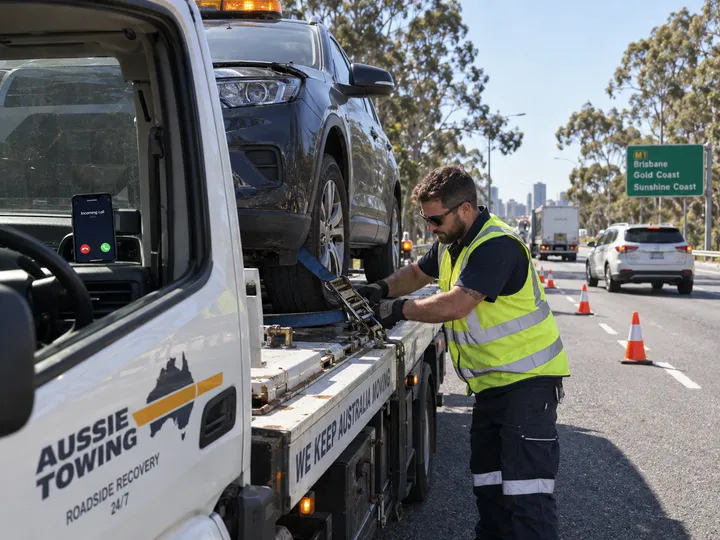 Tow truck operator unable to answer phone during vehicle recovery