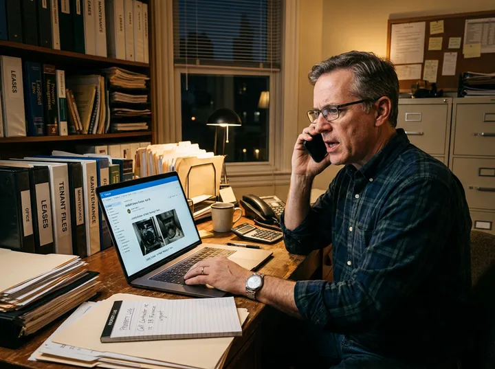 Property manager calling contractor about urgent tenant maintenance issue