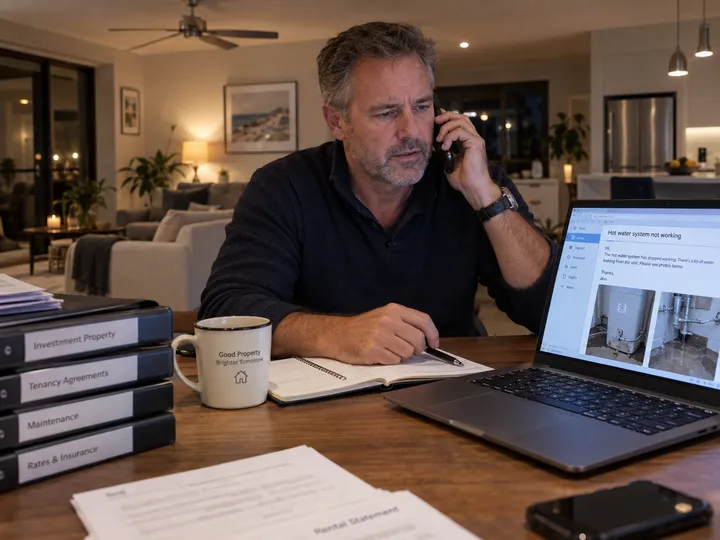 Landlord calling tradie about urgent tenant maintenance issue