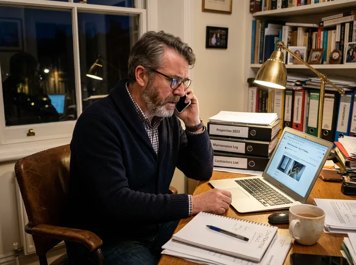 Landlord calling tradesperson about urgent tenant maintenance issue