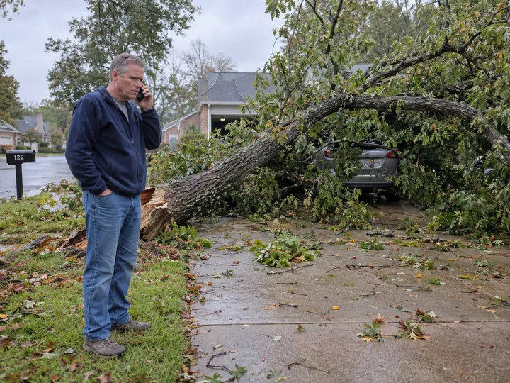 Homeowner calling about storm damage blocking their driveway