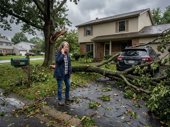 Homeowner calling about storm damage blocking their driveway