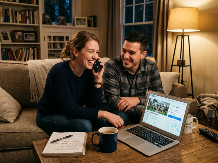 Evening property buyer inquiry call being handled by AI virtual receptionist