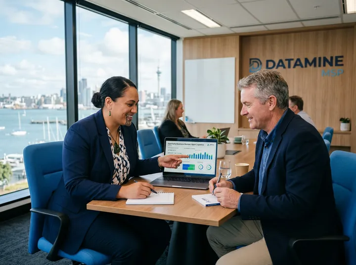 MSP account manager presenting call data in quarterly business review