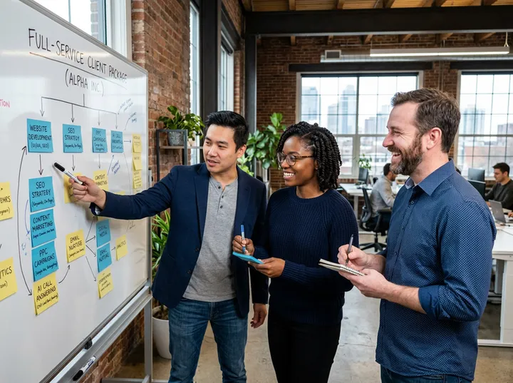 Branding agency offering AI answering as part of full-service package