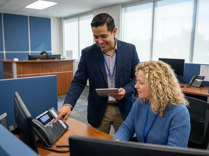 IT consultant recommending AI answering during client technology audit