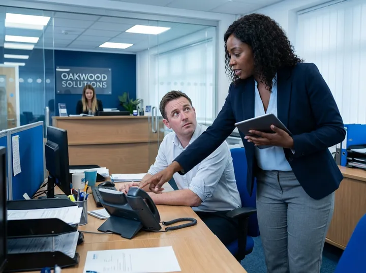 IT consultant recommending AI answering during client technology audit