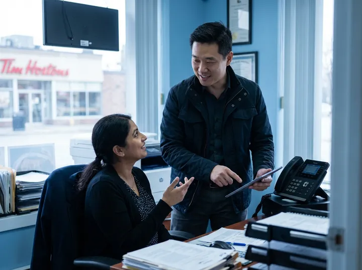 IT consultant recommending AI answering during client technology audit