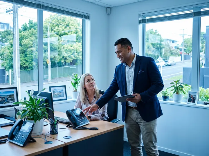 IT consultant recommending AI answering during client technology audit