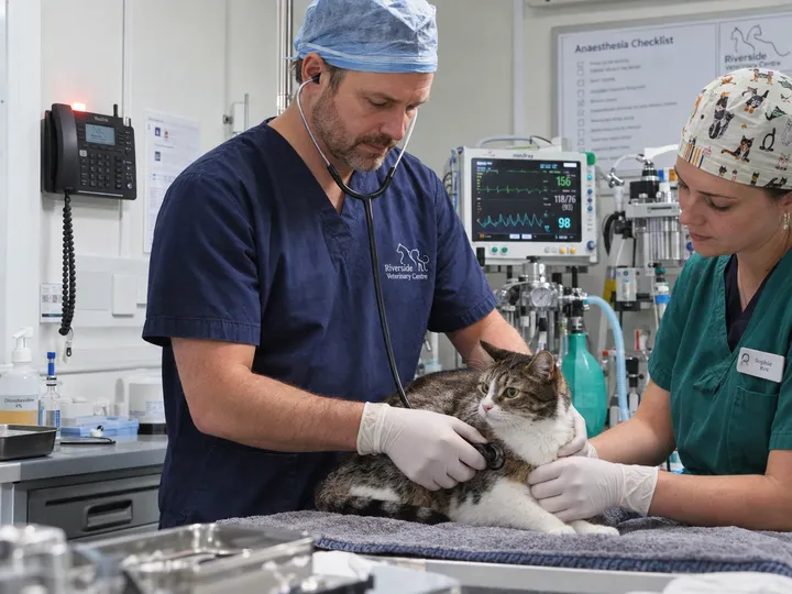 Veterinarian unable to answer phone during examination
