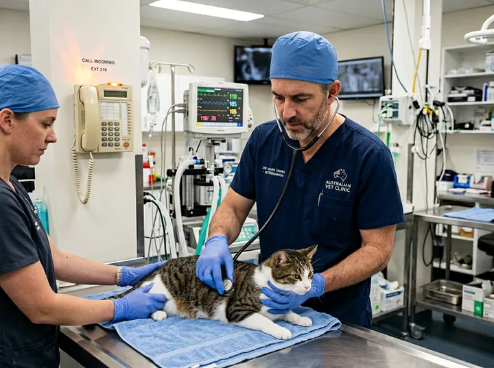 Vet unable to answer phone during examination