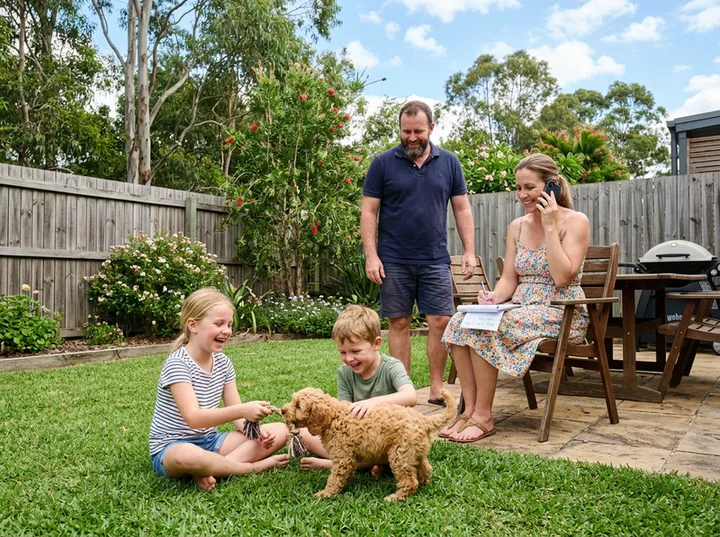 AI receptionist handling new puppy registration call at vet clinic