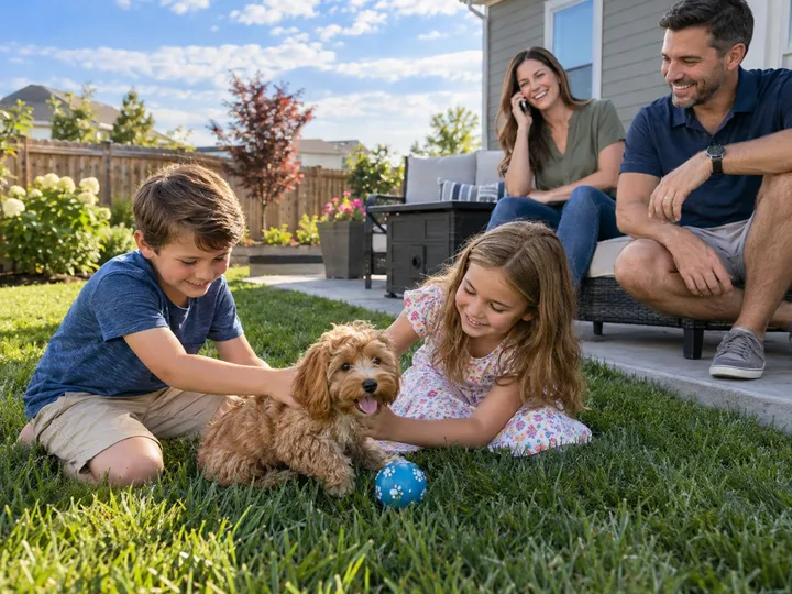 AI receptionist handling new puppy registration call at veterinary clinic