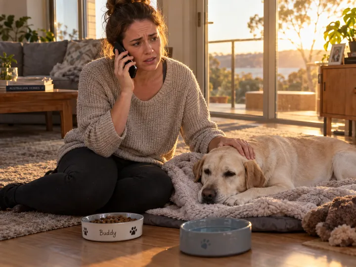 Pet owner calling vet clinic about sick dog