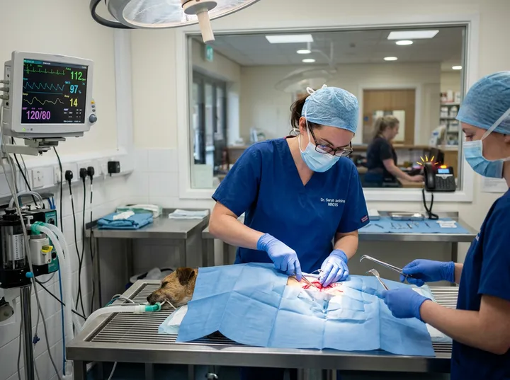 Veterinary calls being handled by AI while vet is in surgery