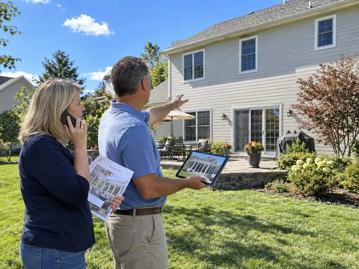 Homeowners inquiring about a sunroom addition