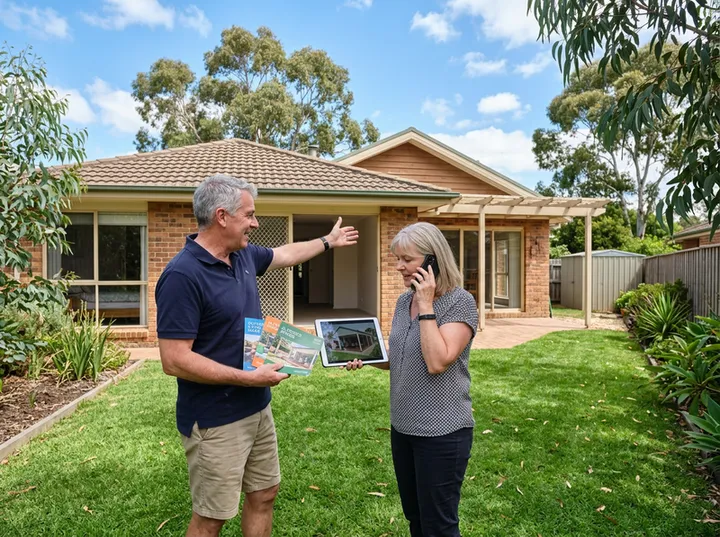 Homeowners enquiring about an alfresco enclosure