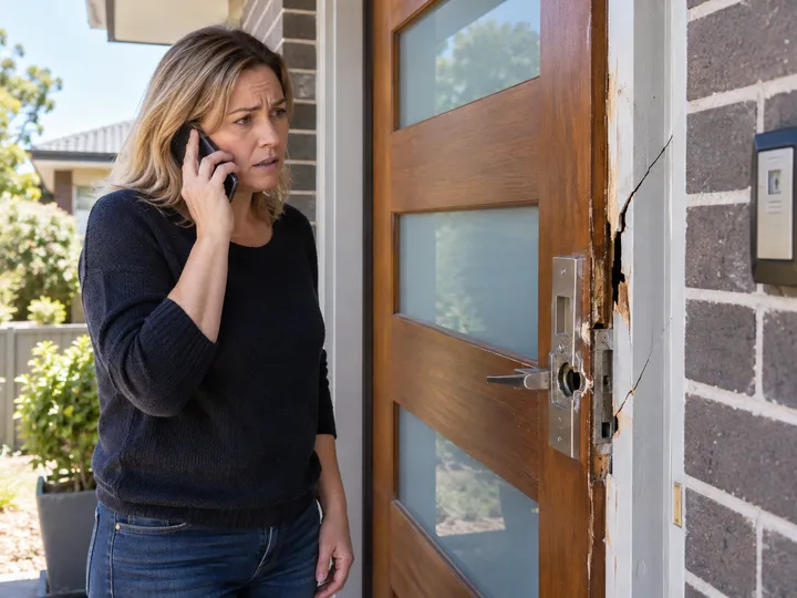 Homeowner urgently calling about a damaged front door