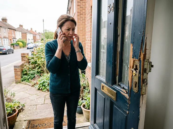 Homeowner urgently calling about a damaged front door